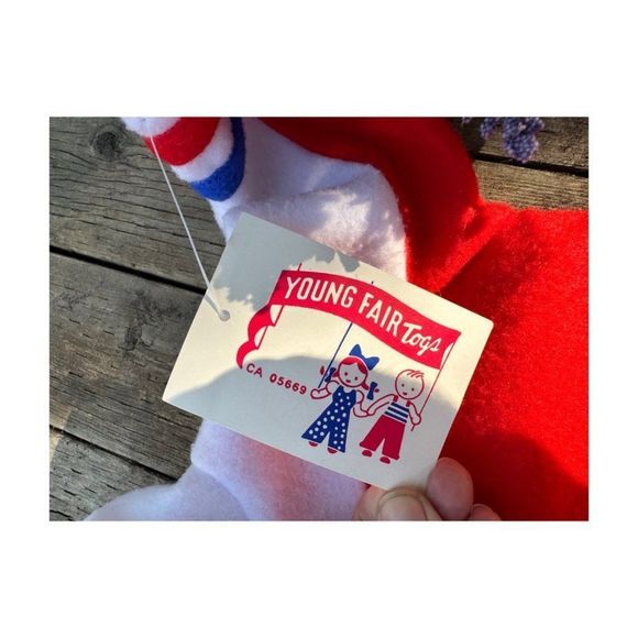 Vtg 70s Young Fair Togs Fleece Footy Pajamas Jumpsuit Hood Red White Blue 9/18M - Picture 6 of 7